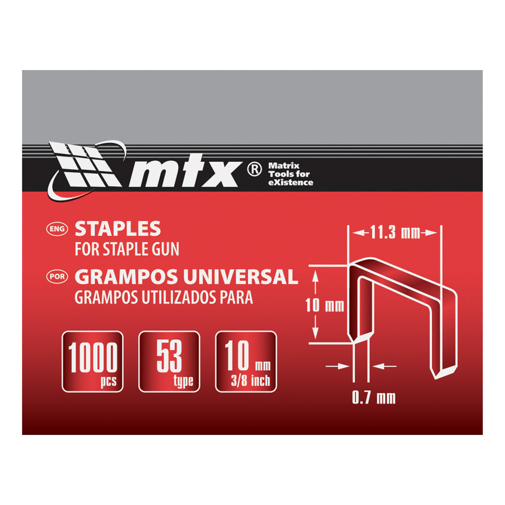 Скоби за такер, тип  53, 10 мм, 1000 бр. MTX