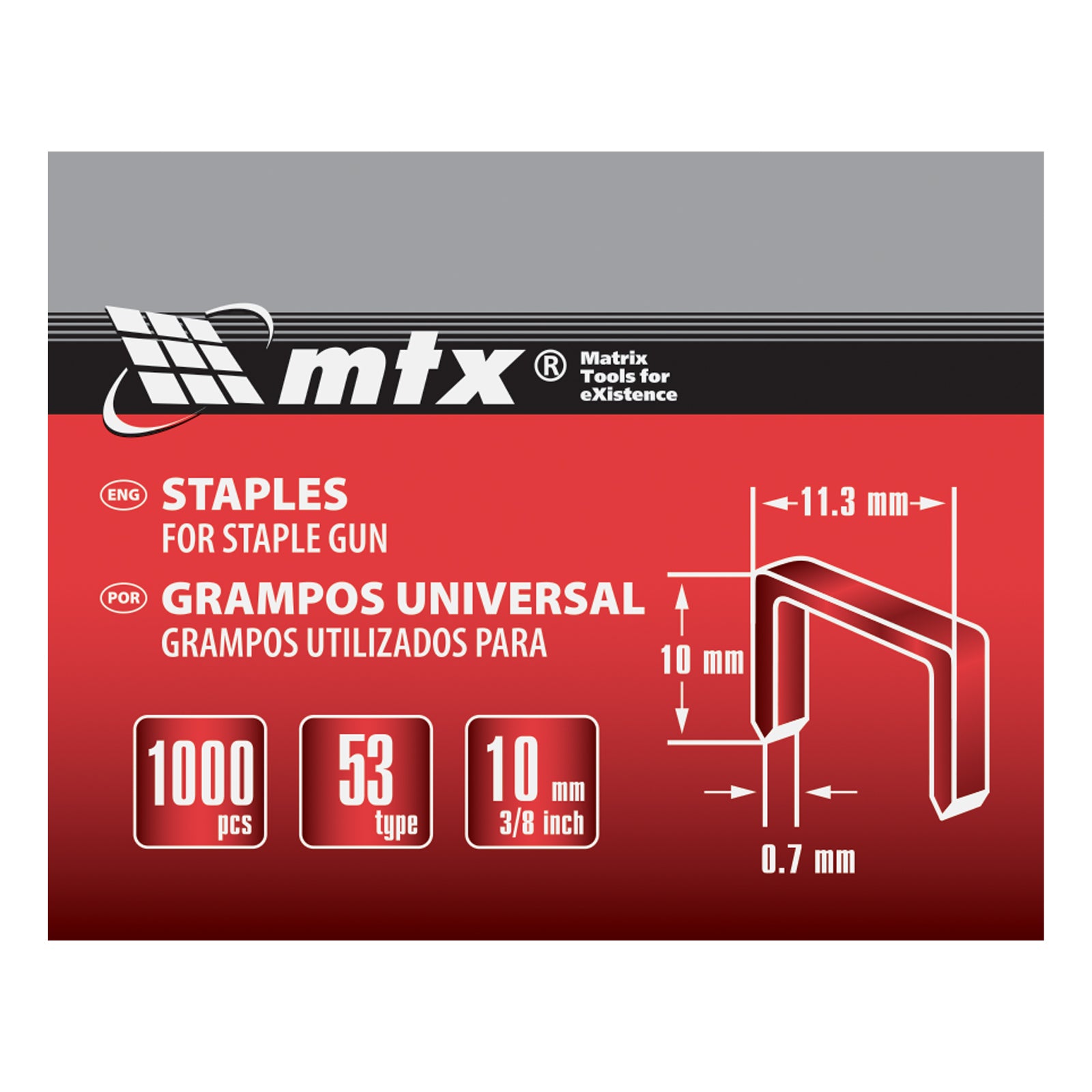 Скоби за такер, тип  53, 10 мм, 1000 бр. MTX
