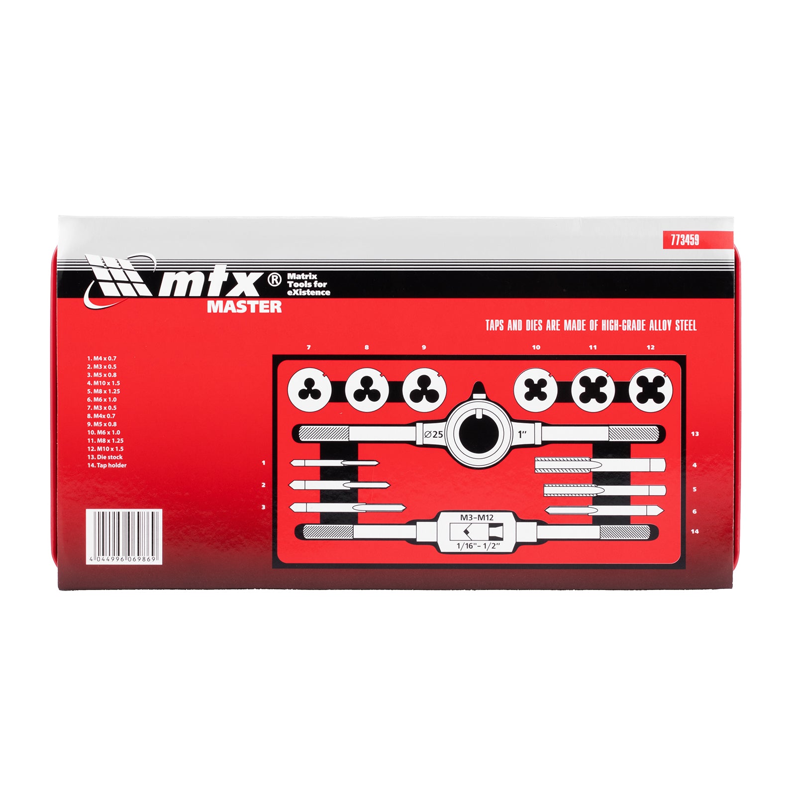 К-т метчици и плашки, М3-М10, 14 части MTX
