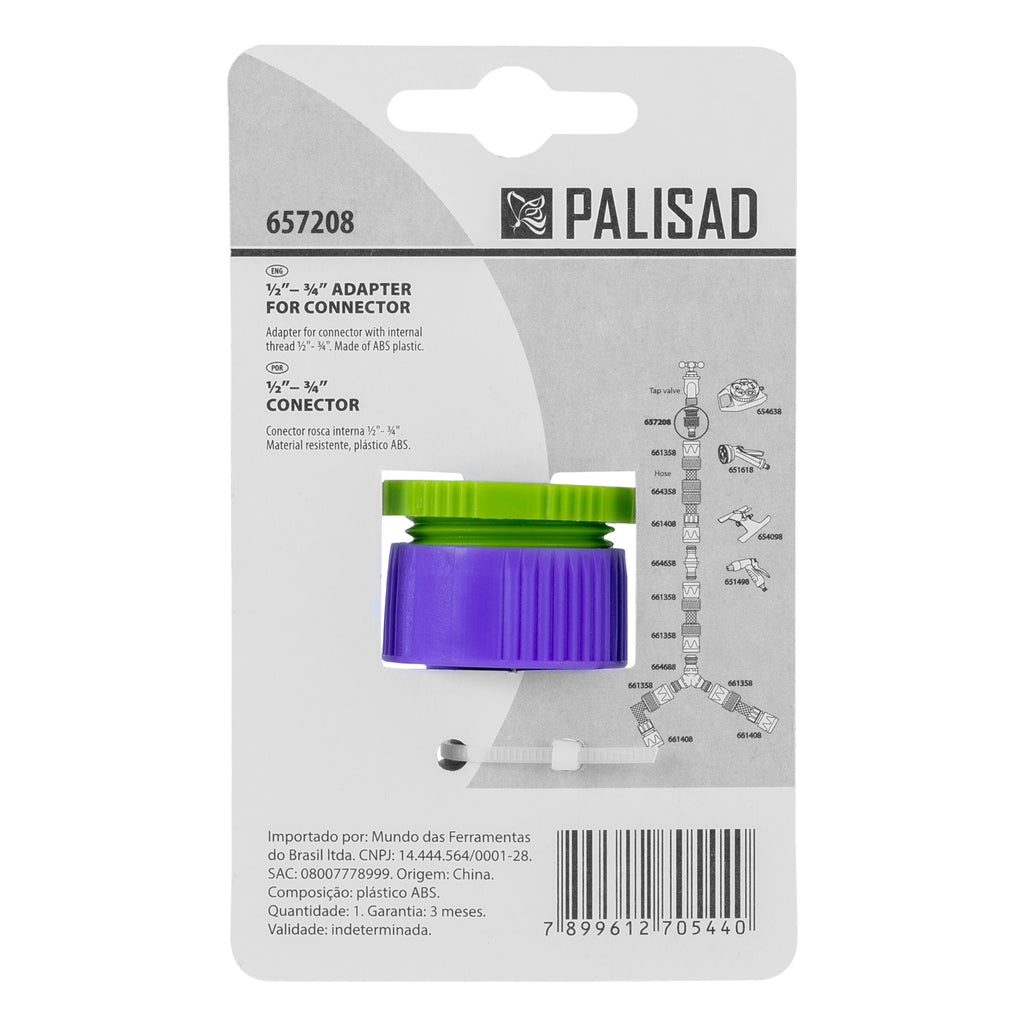 Адаптер за кран, вътрешна резба  1/2"-3/4", пластмасов PALISAD