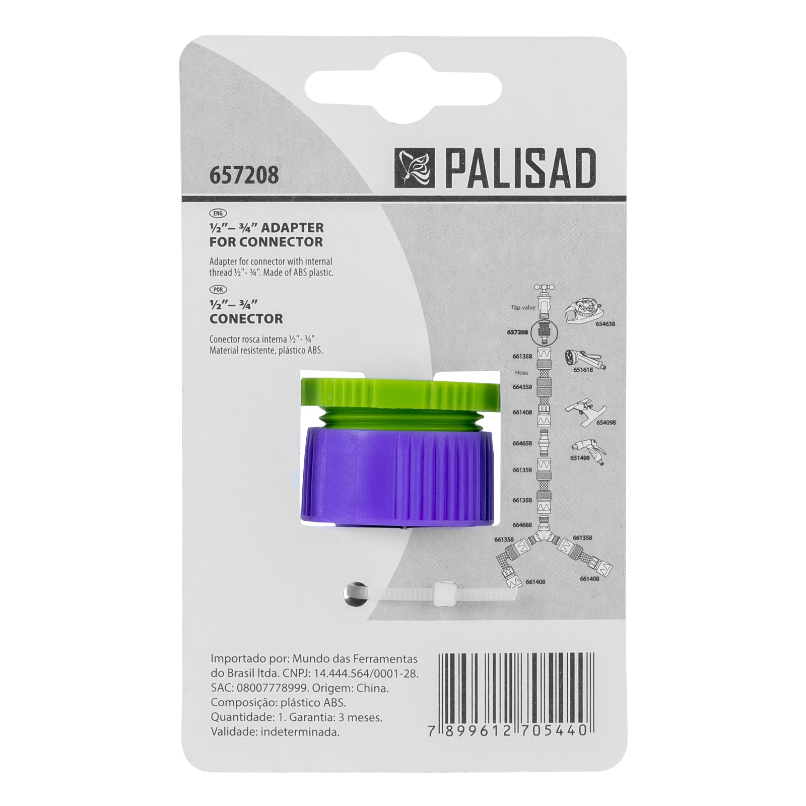 Адаптер за кран, вътрешна резба  1/2"-3/4", пластмасов PALISAD