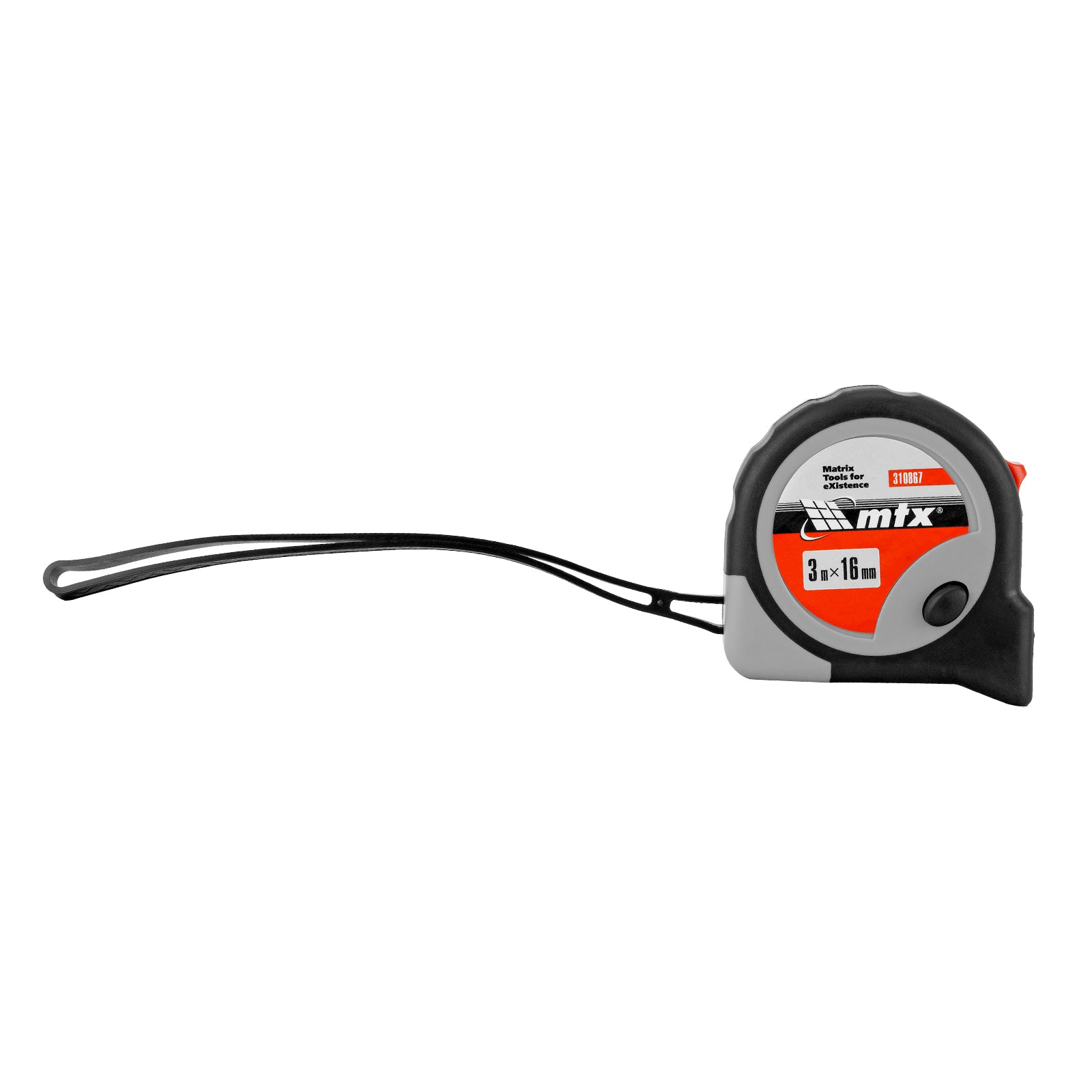 Ролетка Continuous fixation, 3 м х 16 мм, гумиран корпус, плавно фиксиране, CE MTX