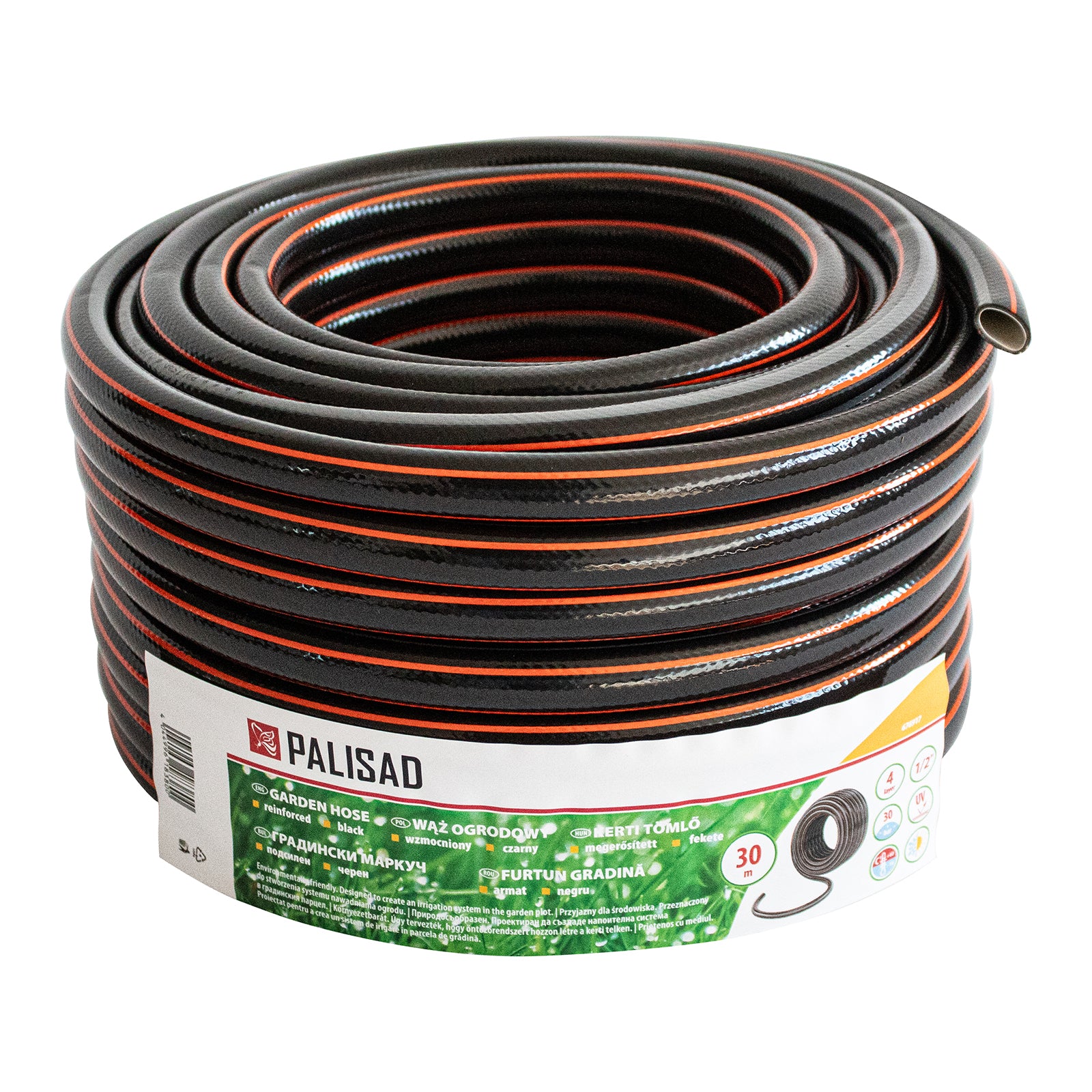 Маркуч за поливане подсилен 1/2 ", 30 м, 4 слоя, без фталати, черен Palisad