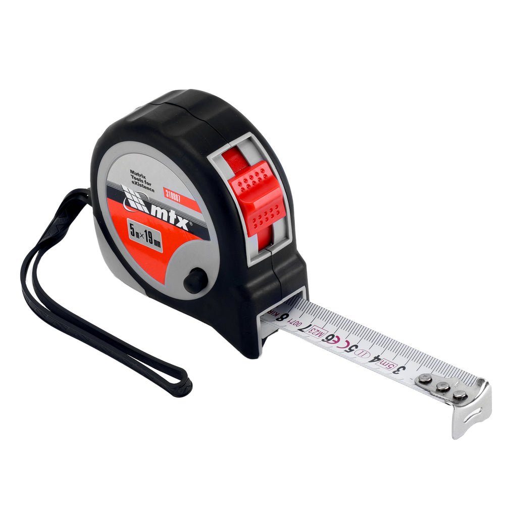 Ролетка Continuous fixation, 5 м х 19 мм, гумиран корпус, плавно фиксиране, CE MTX