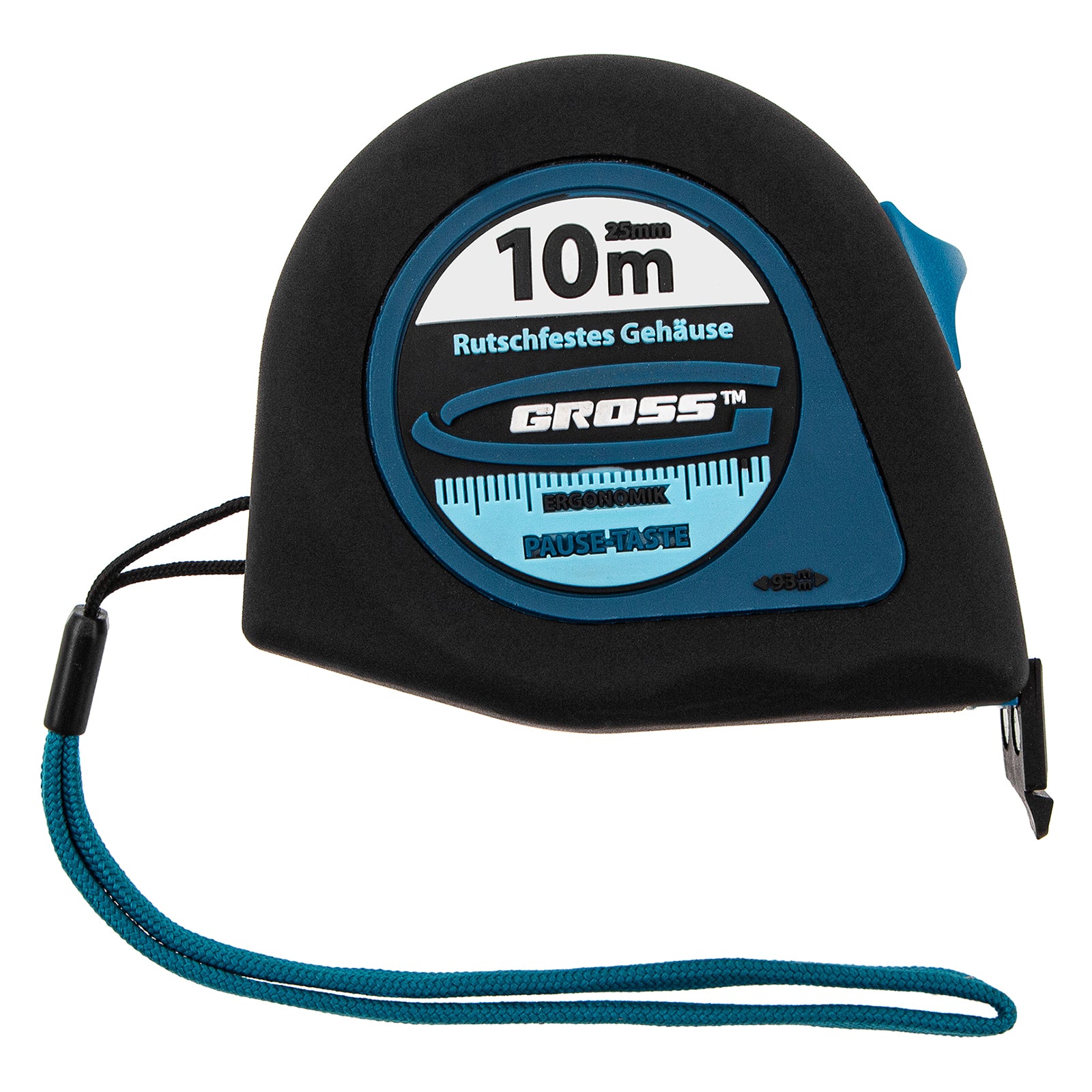 Ролетка Ergonomisch, 10 м х 25 мм, магнитен гумиран накрайник Gross