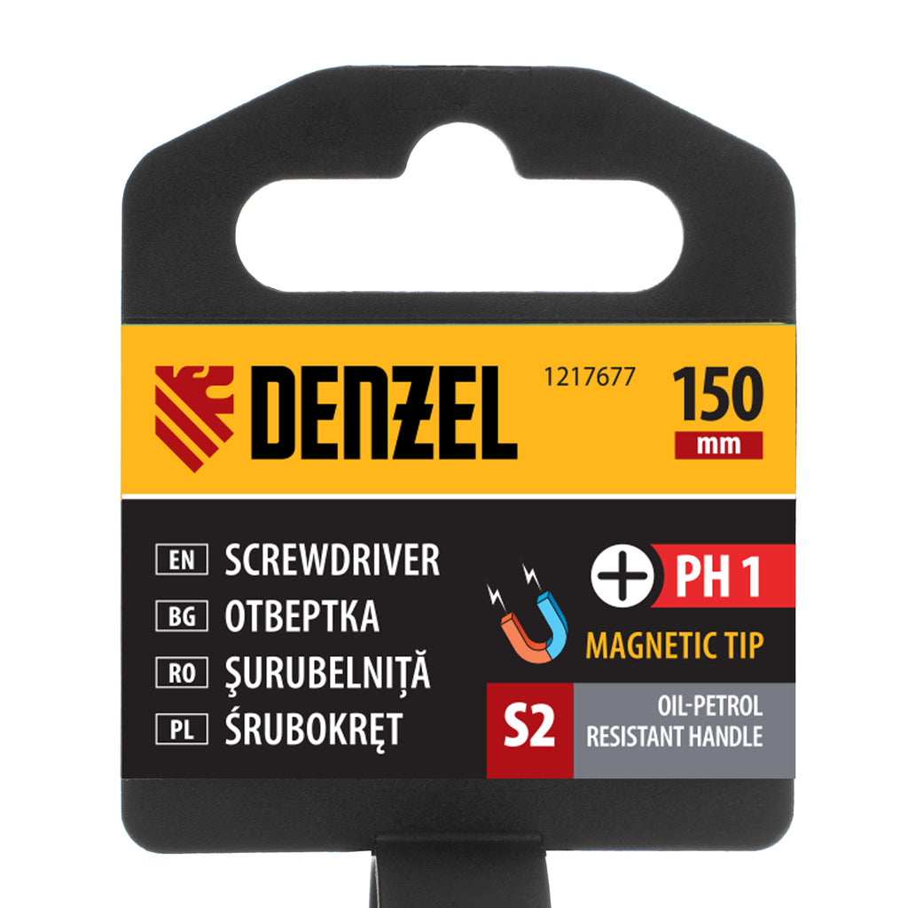 Отвертка PH1х150, S2, трикомпонентна дръжка DENZEL
