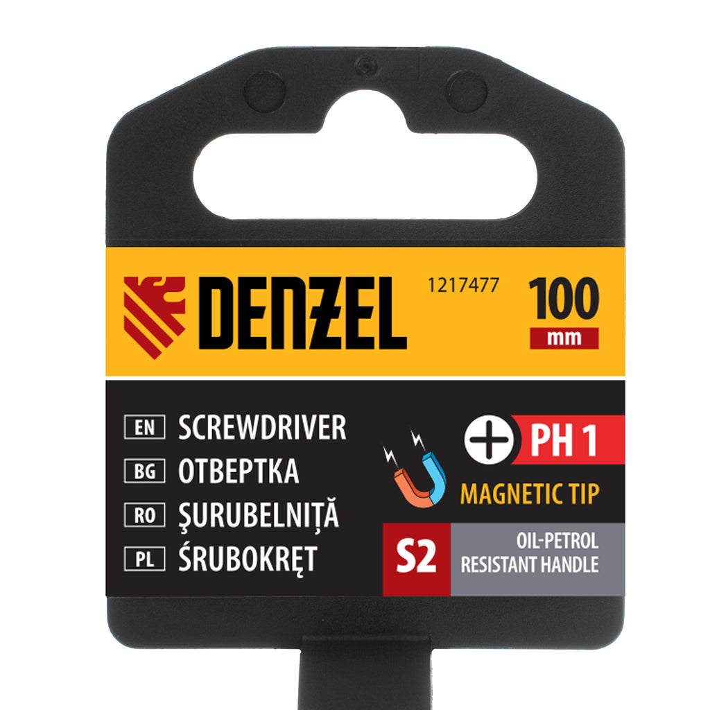 Отвертка PH1х100, S2, трикомпонентна дръжка DENZEL