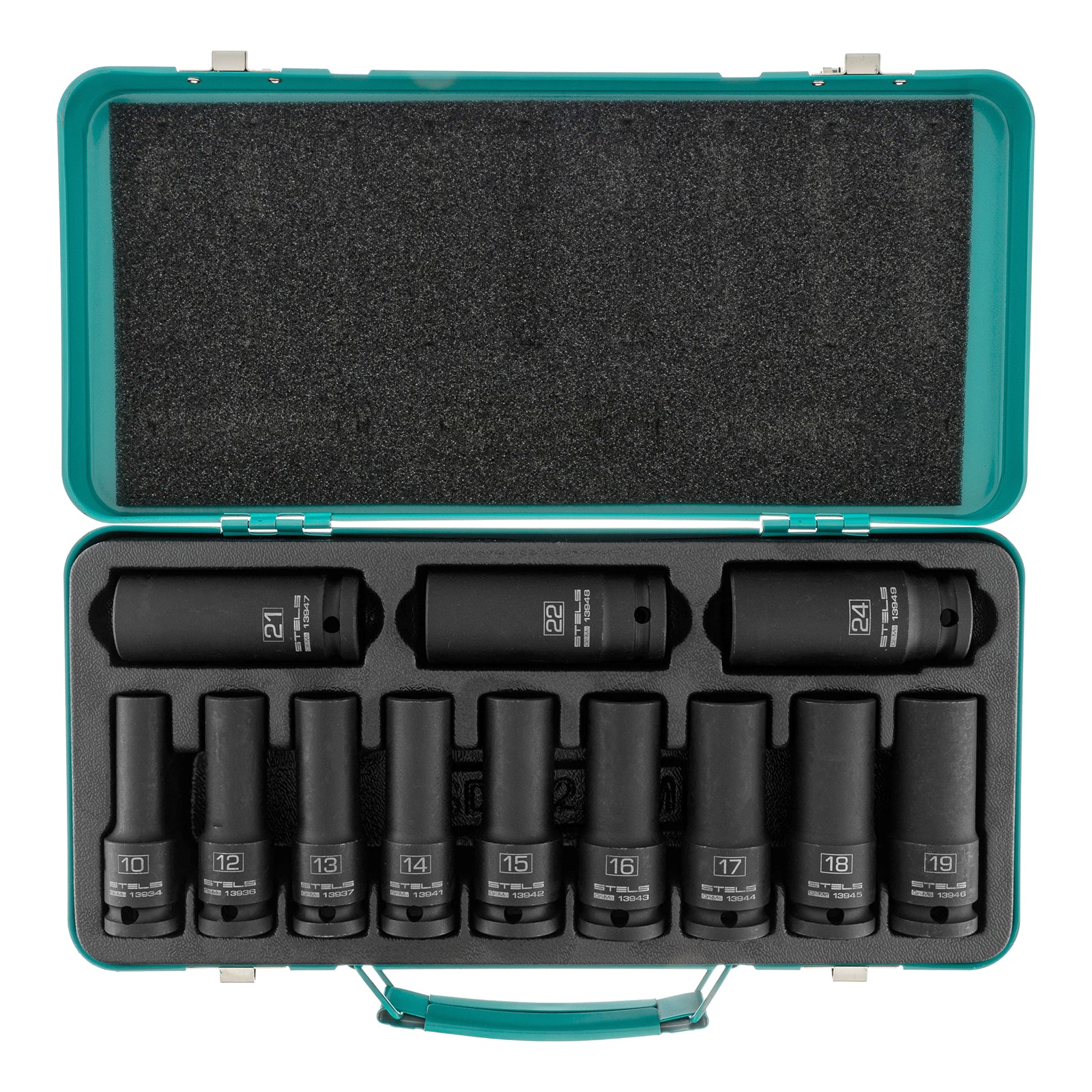 К-т ударни удължени вложки,1/2" 10-24 мм в кутия, 12бр.  STELS