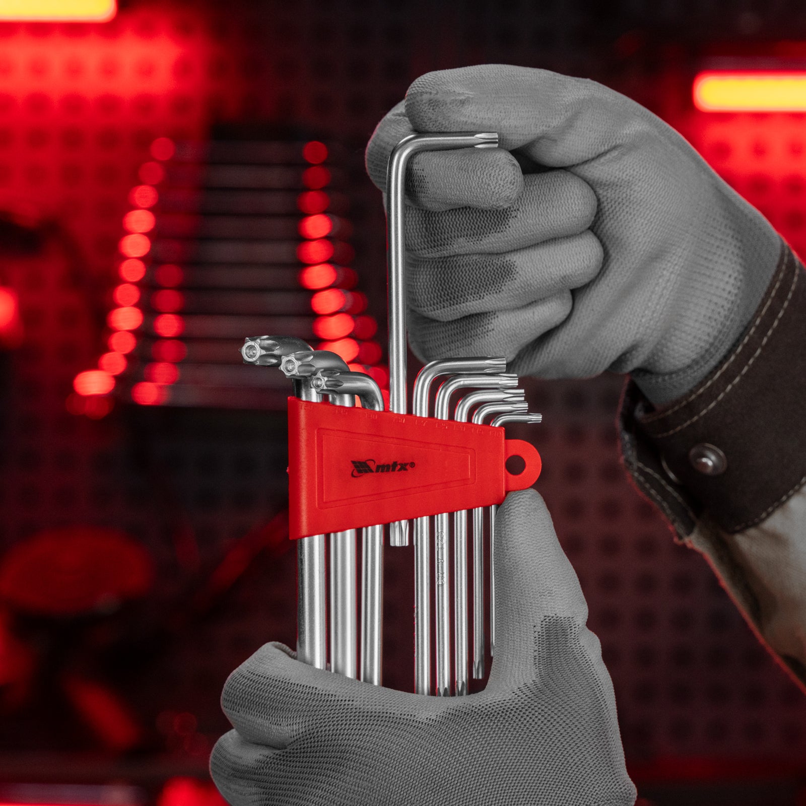 К-т ключове имбусни TORX, 9 бр.: T10-T50, CrV, дълги, матирани MTX