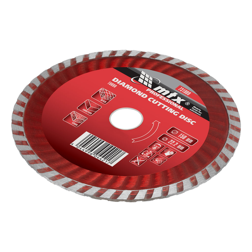 Диск диамантен за сухо рязане Turbo, 150 х 22,2 mm MTX