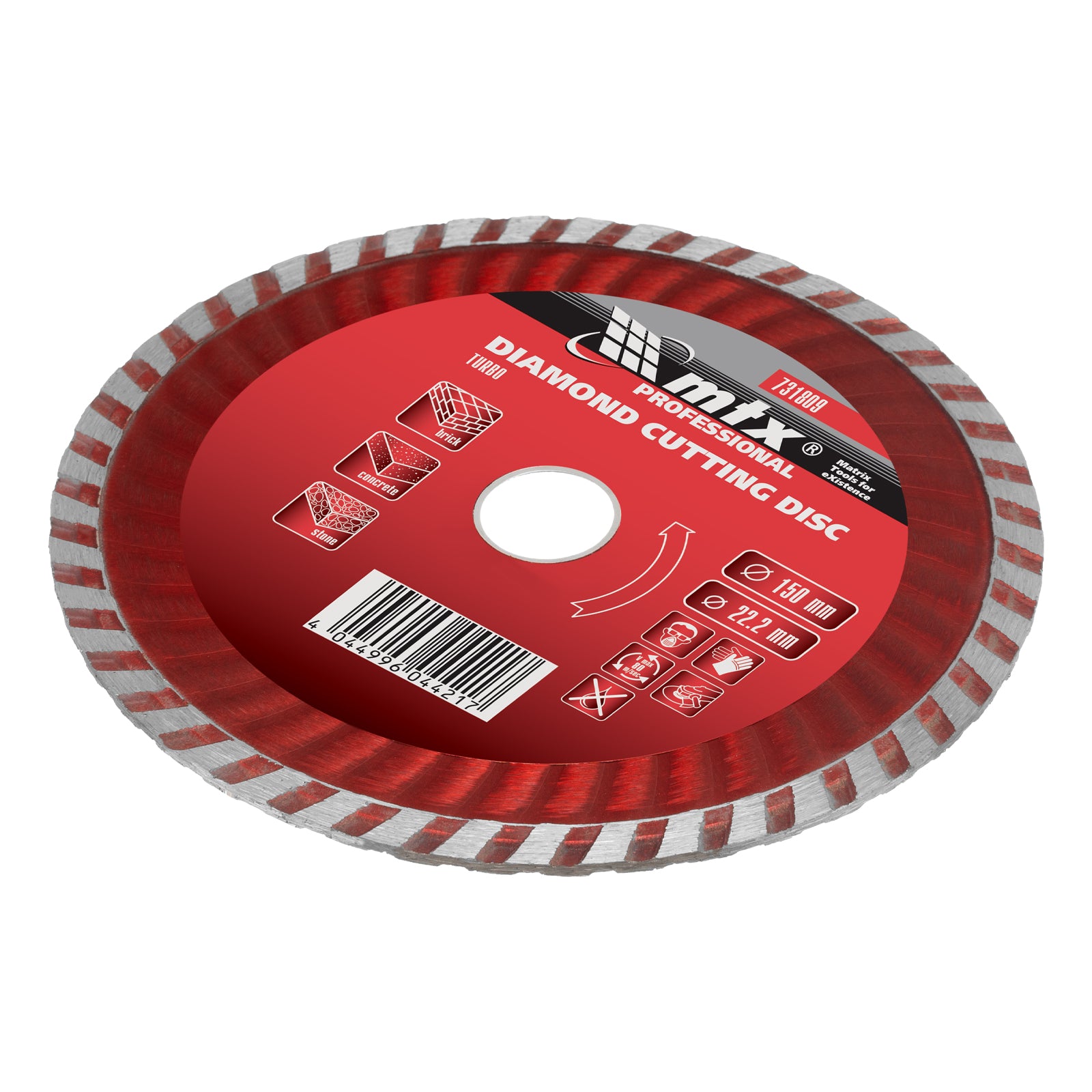 Диск диамантен за сухо рязане Turbo, 150 х 22,2 mm MTX
