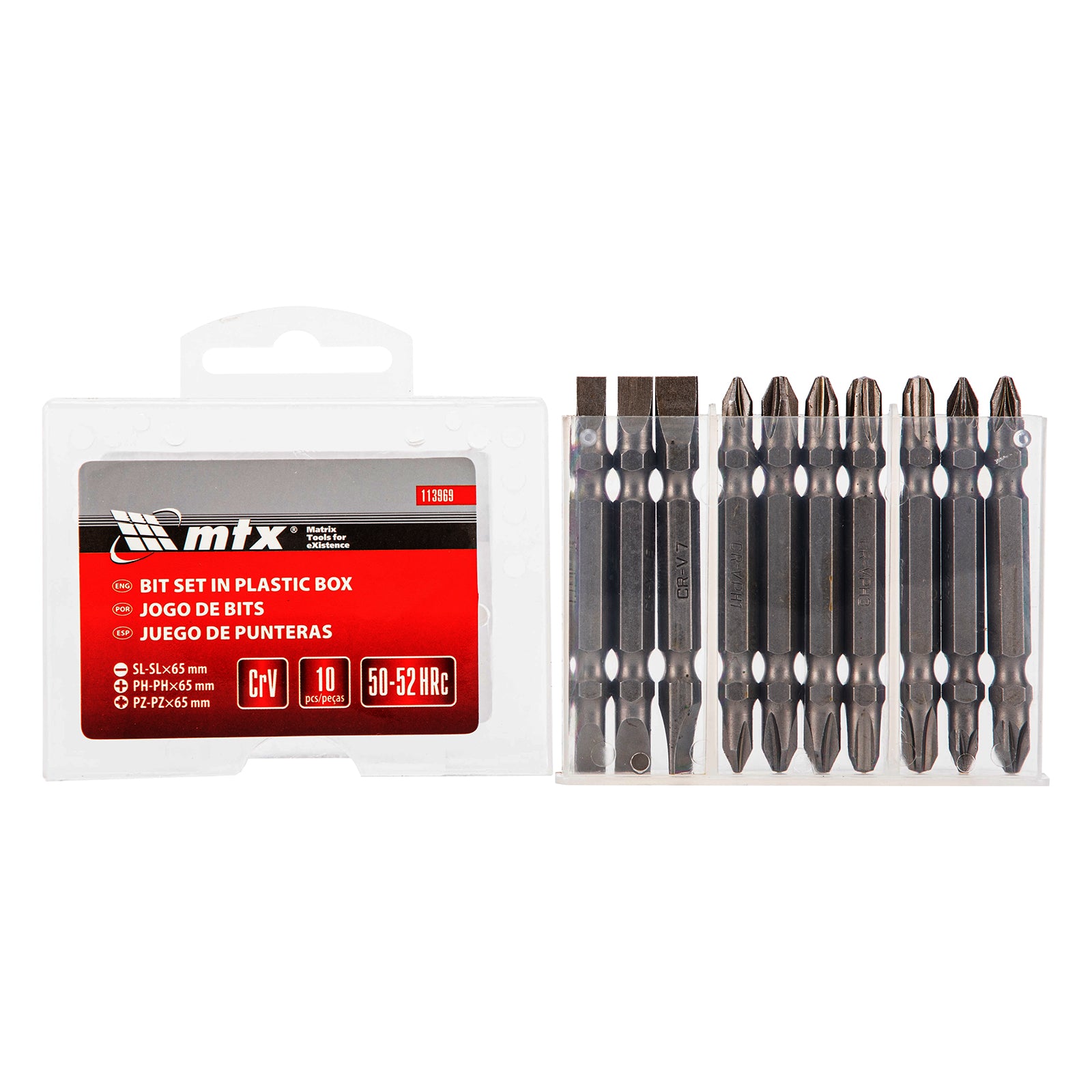 К-т битове 65 мм, двустранни, SL-SL, PH-PH, PZ-PZ, 10 бр. MTX