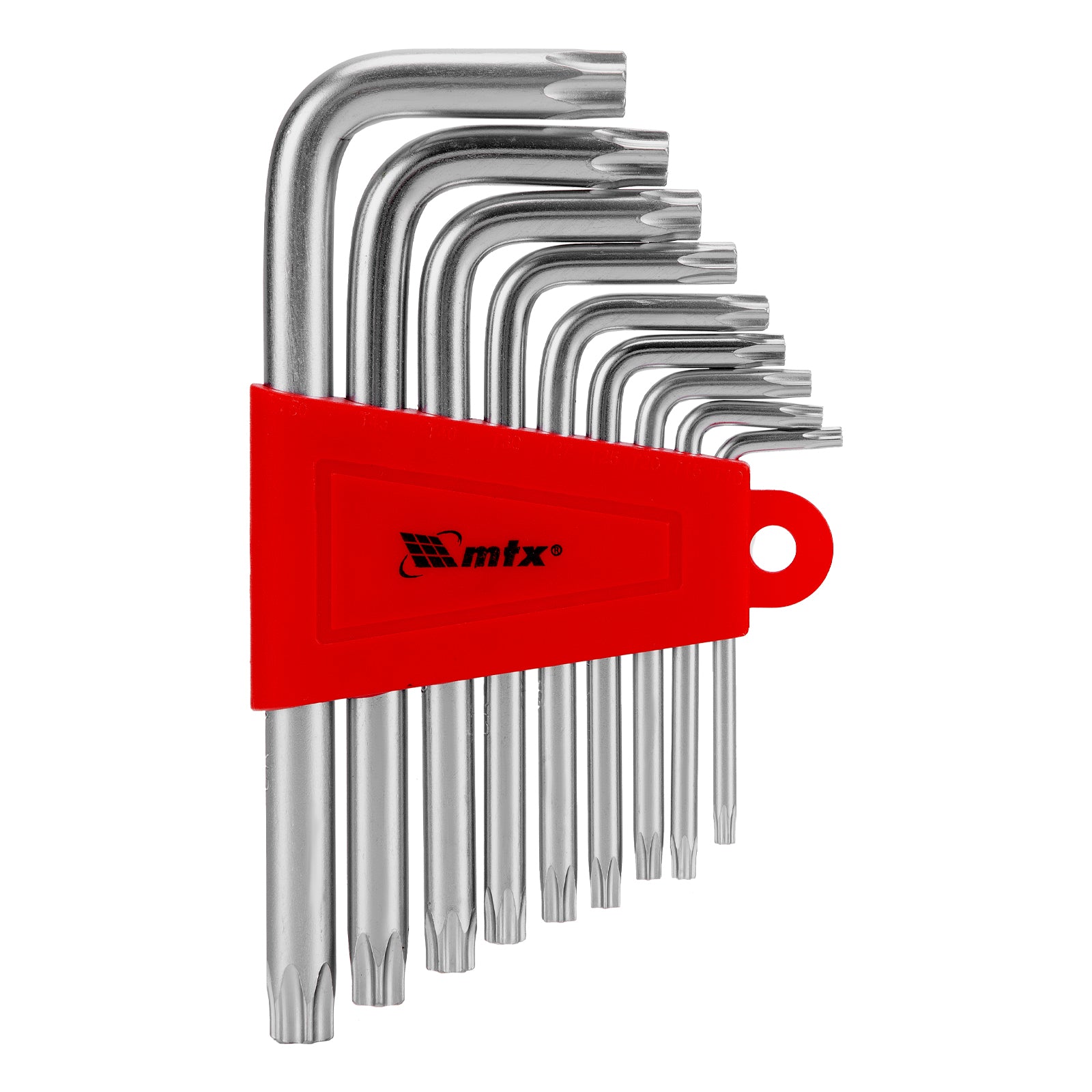 К-т ключове имбусни TORX, 9 бр.: T10-T50, CrV, къси, матирани MTX