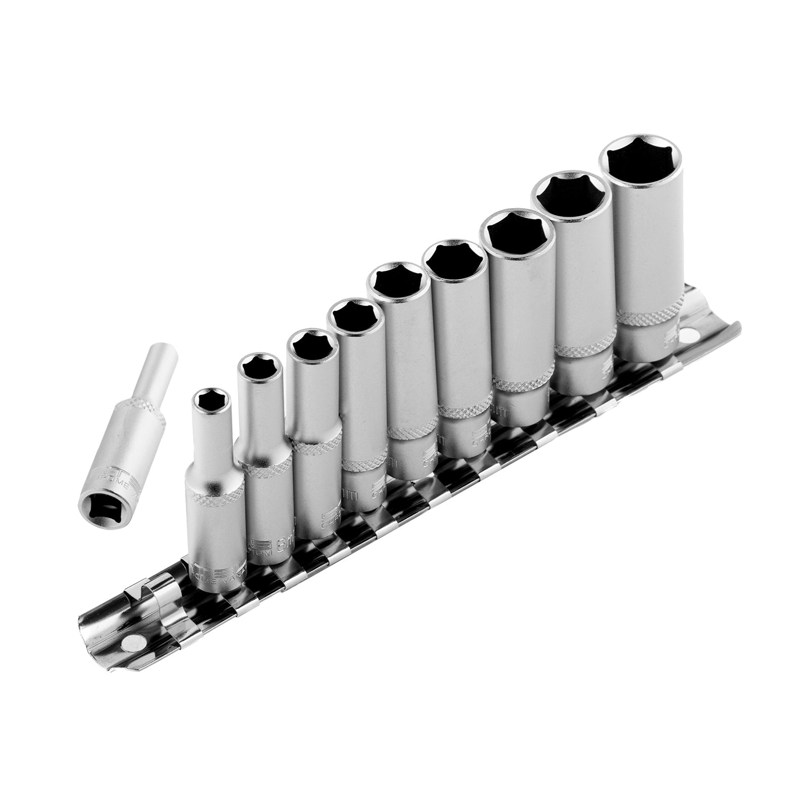 К-т удължени вложки 1/4", 6-стенни, CrV, 10бр., 4-13мм Stels