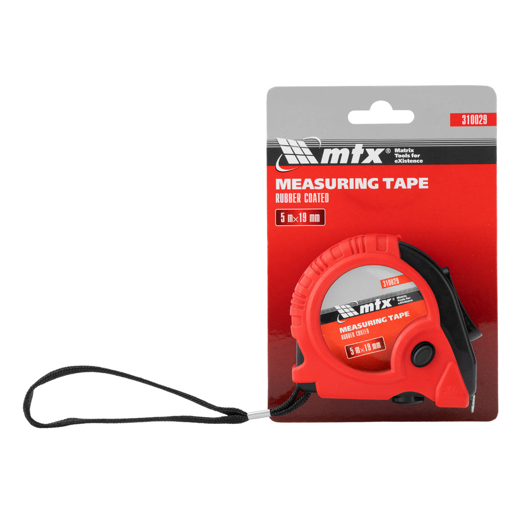Ролетка Rubber, 5 м х 19 мм, гумиран корпус, за бита MTX