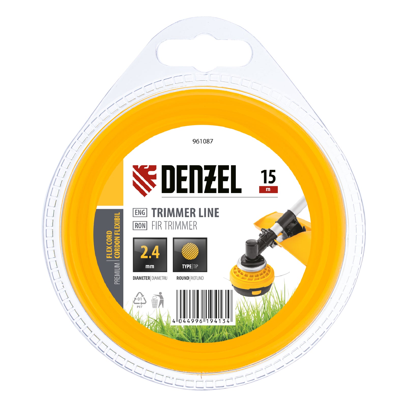 Корда за тример, кръгла, 2,4 мм х 15 м, FLEX CORD DENZEL