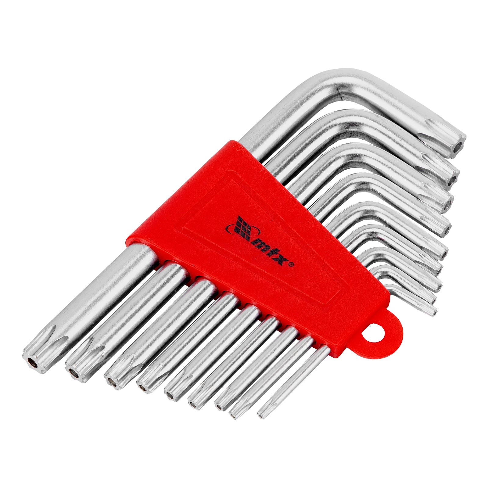 К-т ключове имбусни TORX, 9 бр.: T10-T50, CrV, къси, матирани MTX