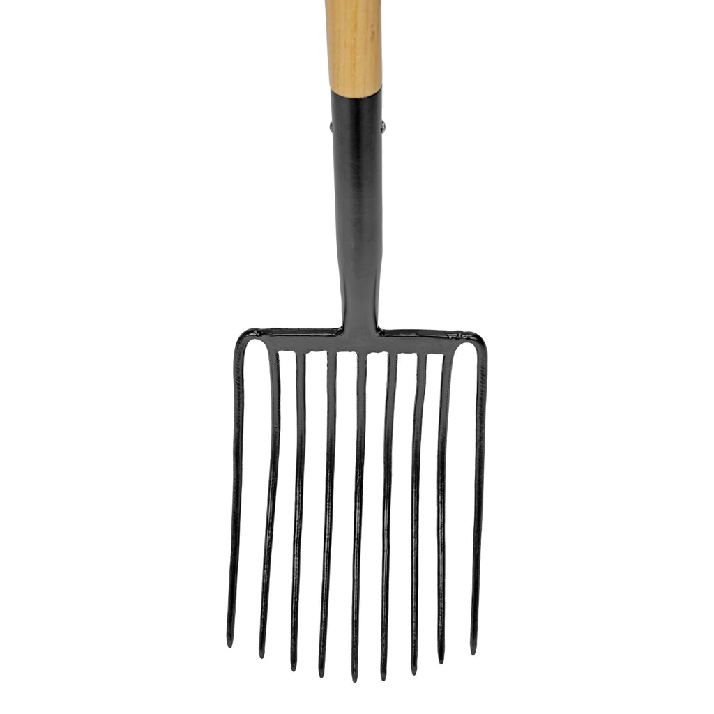 Вила с 9 рога, кована, 235х355х1150 мм, дървена лакирана дръжка Palisad