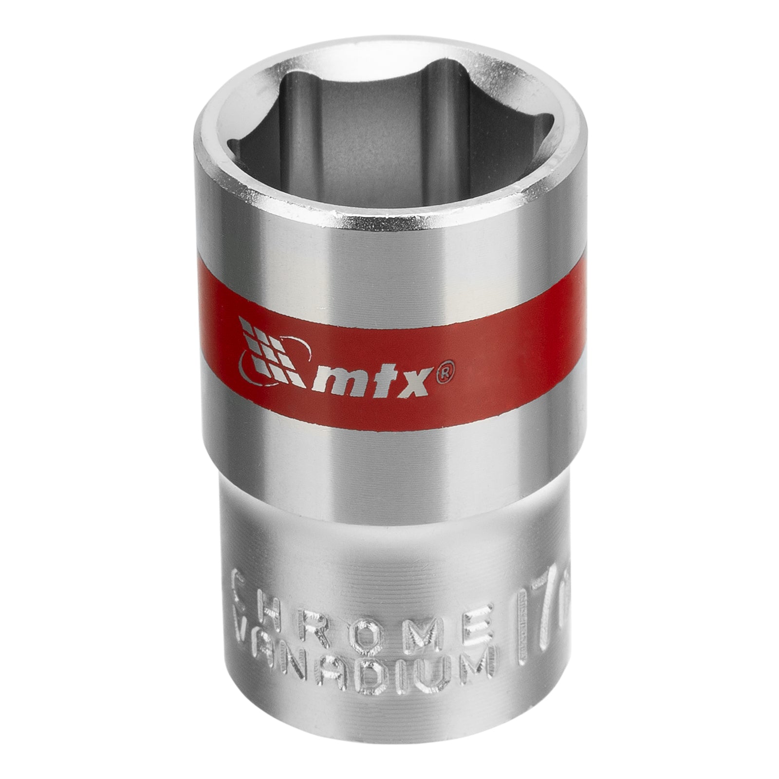 Вложка, 1/2", 17 мм, шестостенна, CrV, хромирана MTX