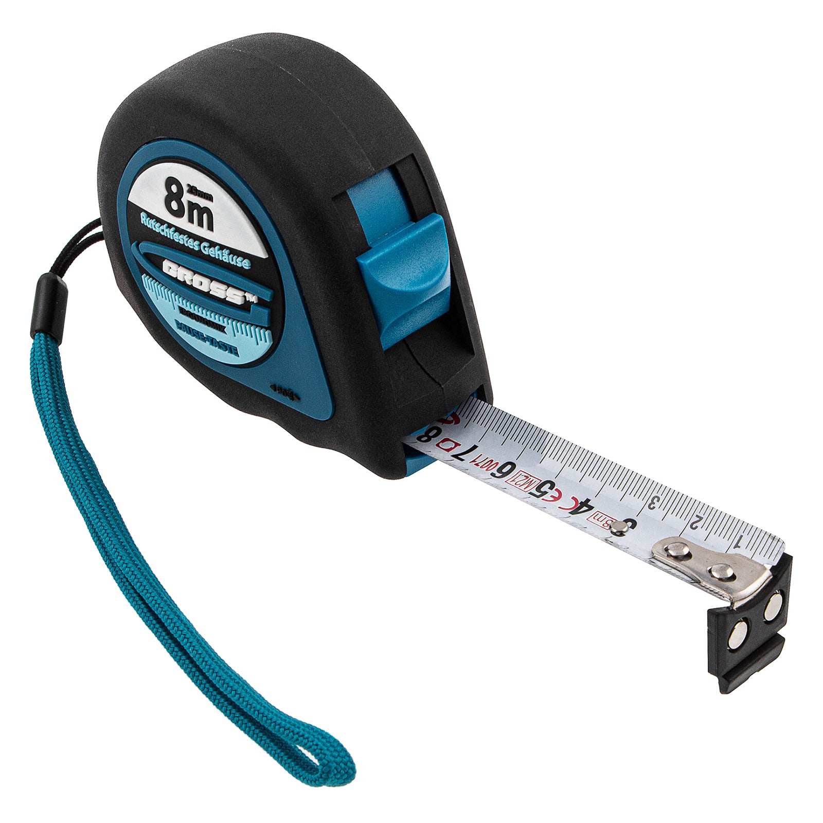 Ролетка Ergonomisch,  8 м х 25 мм, магнитен гумиран накрайник GROSS