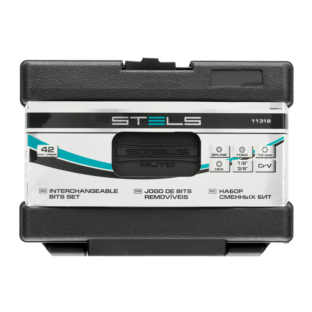 К-т битове HEX, TORX, SPLINE, шестостенна опашка 3/8",CrV, 42 бр.  STELS