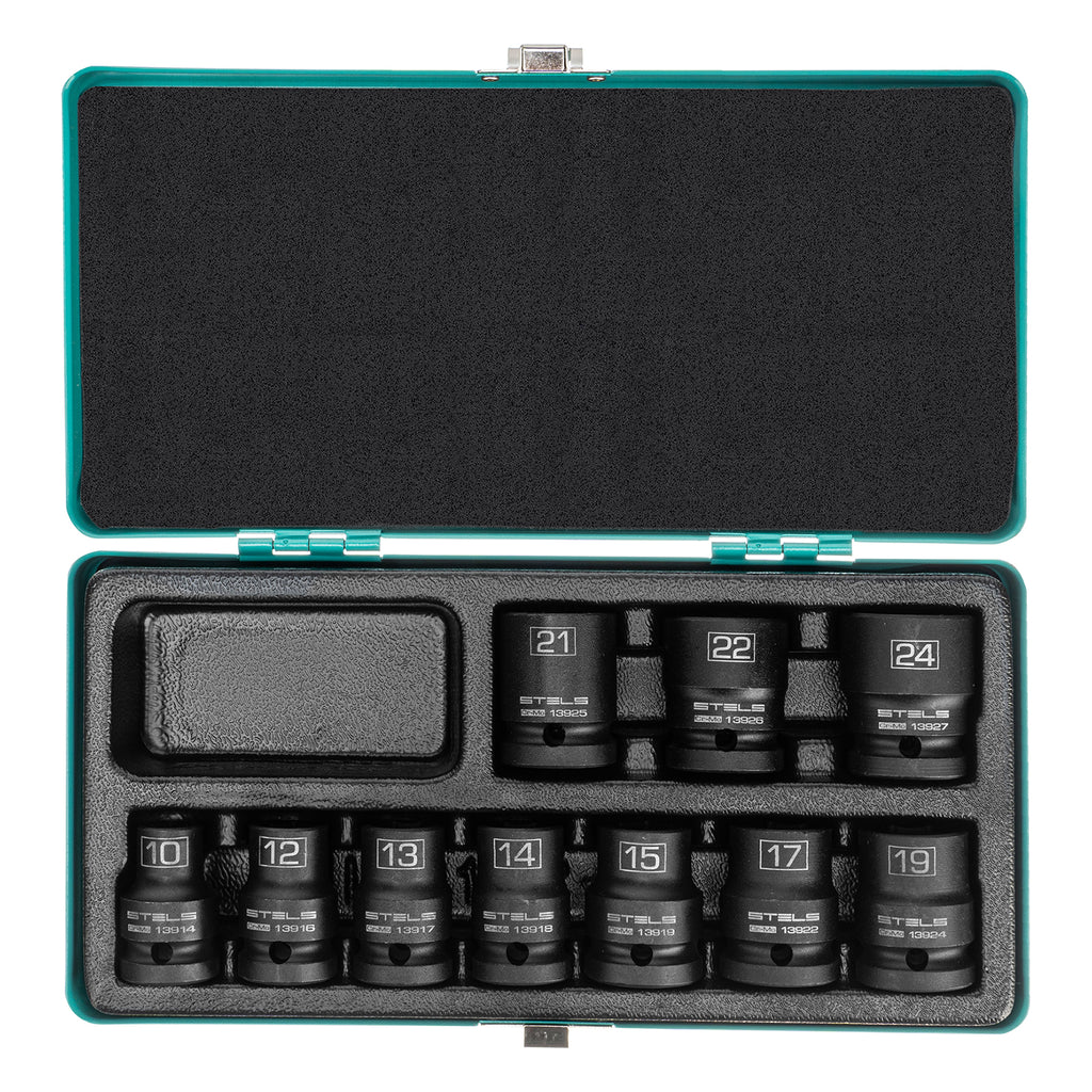 К-т ударни вложки, 6-стенни, 1/2" 10-24 мм 10бр.  STELS