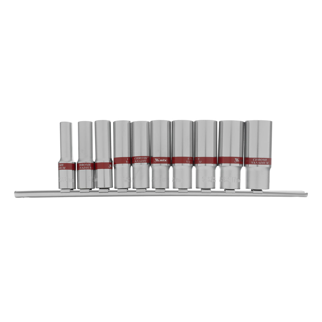 К-т вложки удължени, 3/8", 6-стенни, 10 бр., CrV, 8-19 мм MTX