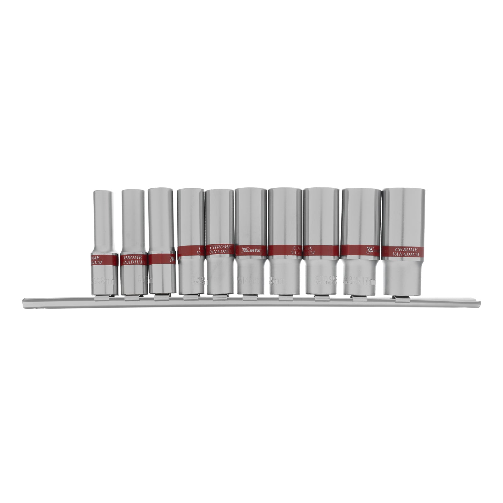 К-т вложки удължени, 3/8", 6-стенни, 10 бр., CrV, 8-19 мм MTX