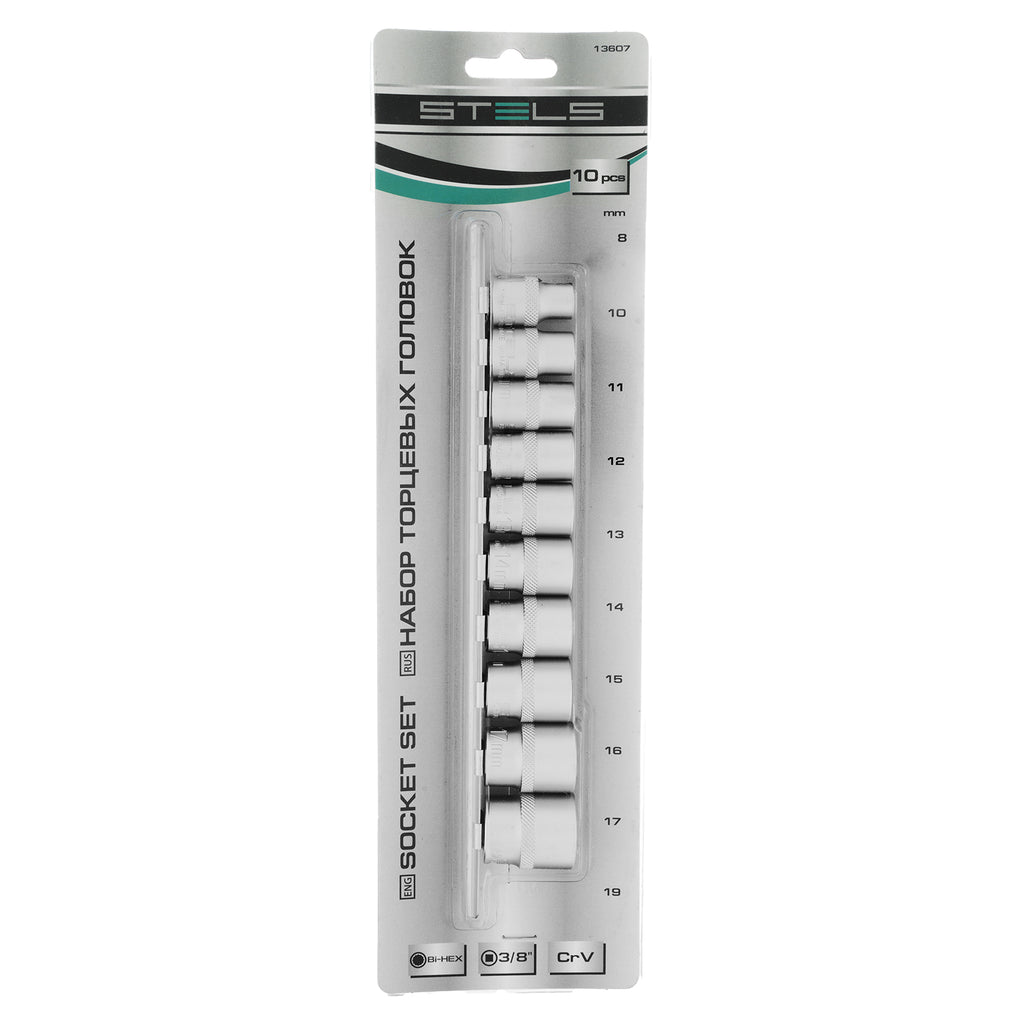 К-т вложки, 3/8", 12-стенни, CrV, 10бр., 9-19мм  STELS