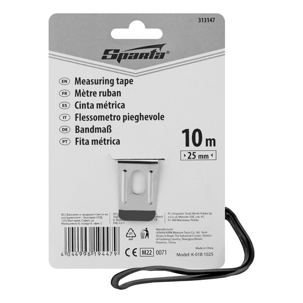 Ролетка Elastica, 10 м x 25 мм, гумирано тяло, CE SPARTA