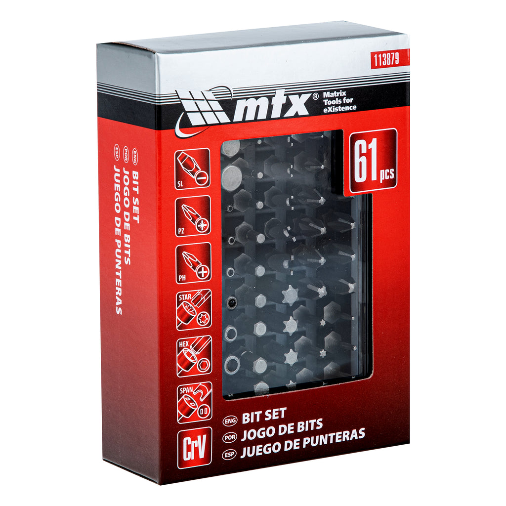 К-т битове с магнитен адаптер, CrV, 61 бр. MTX