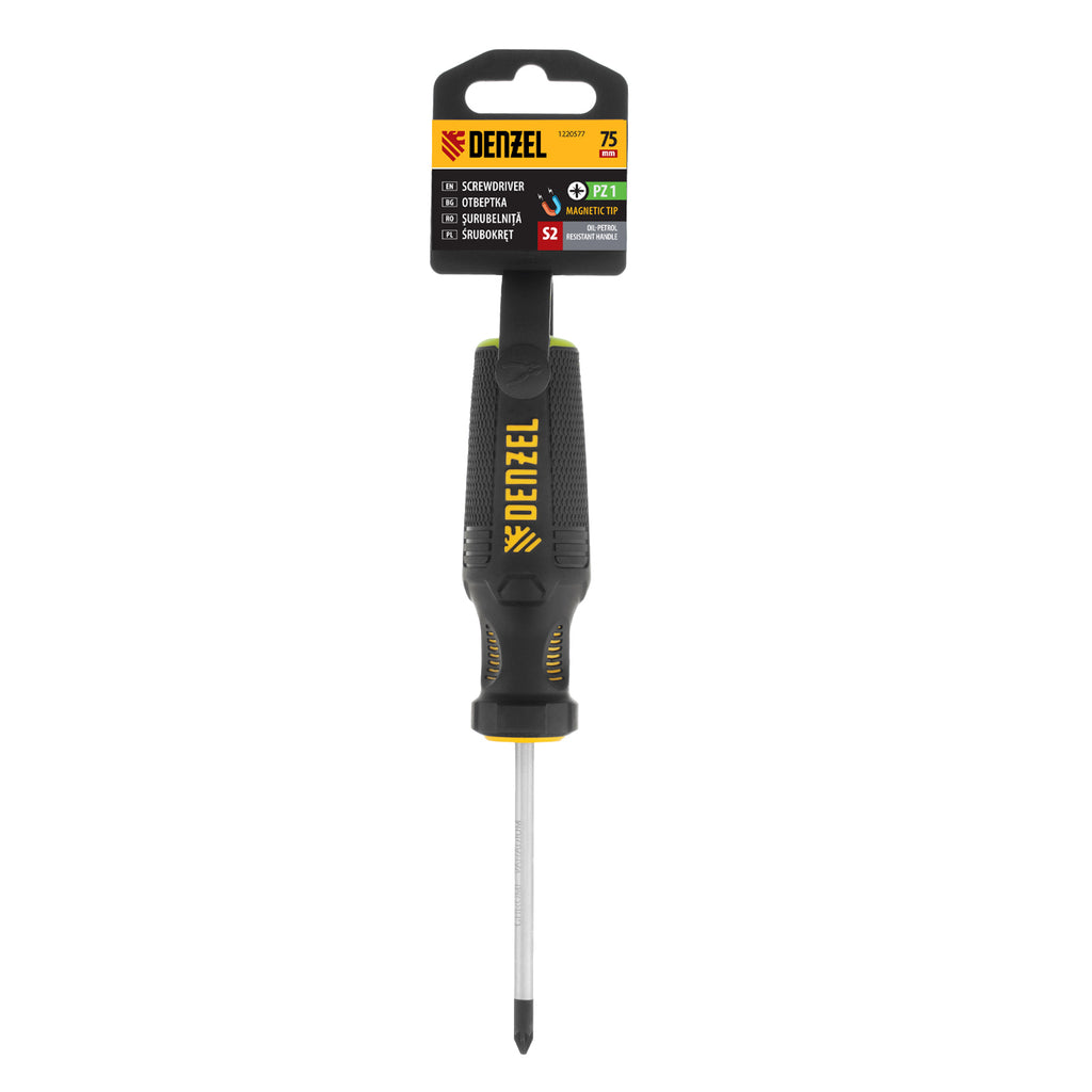 Отвертка PZ1x75, S2, трикомпонентна дръжка DENZEL