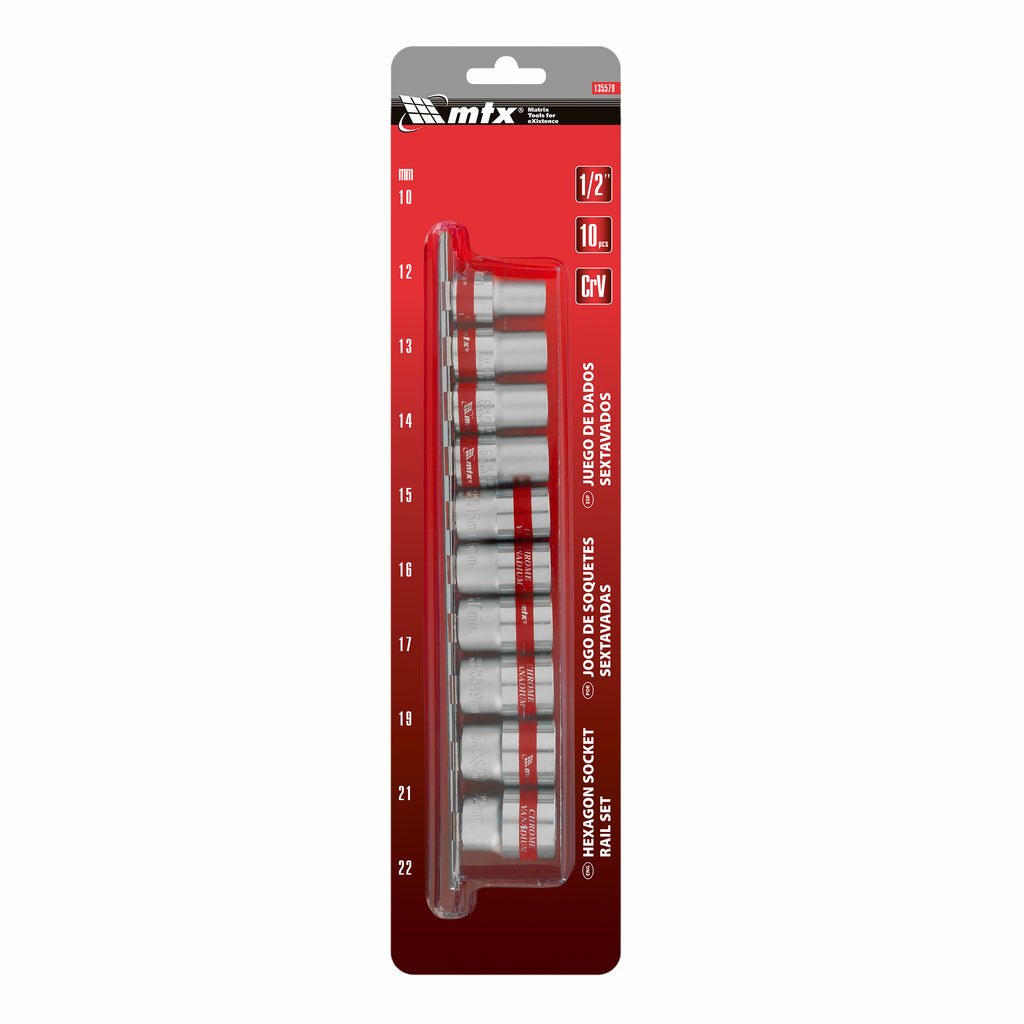 К-т вложки, 1/2", 6-стенни, 10 бр., 10-22 мм MTX
