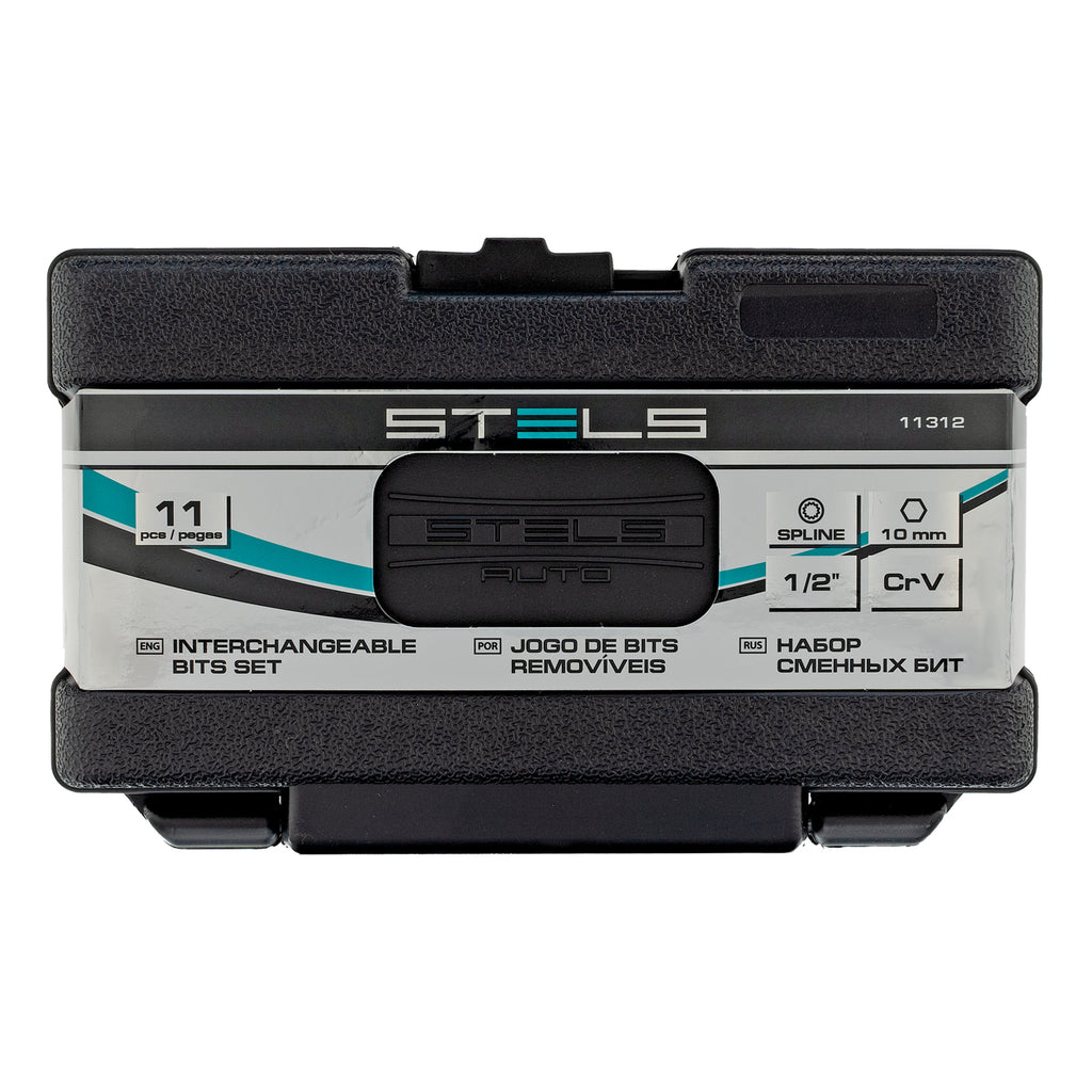 К-т битове SPLINE,  шестостенна опашка 1  1/2'', CrV,10 мм, 11 бр.  STELS