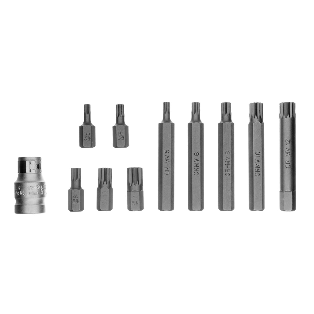 К-т битове SPLINE,  шестостенна опашка 1  1/2'', CrV,10 мм, 11 бр.  STELS