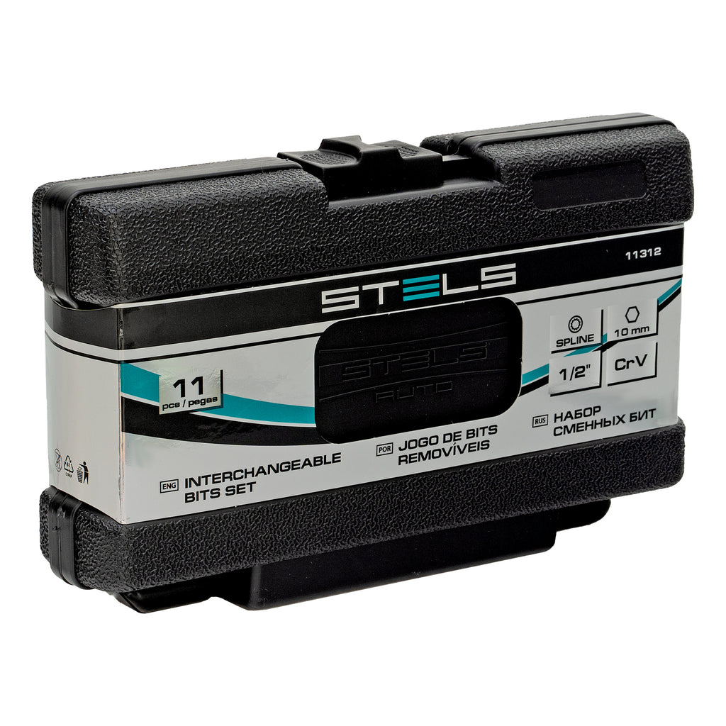 К-т битове SPLINE,  шестостенна опашка 1  1/2'', CrV,10 мм, 11 бр.  STELS