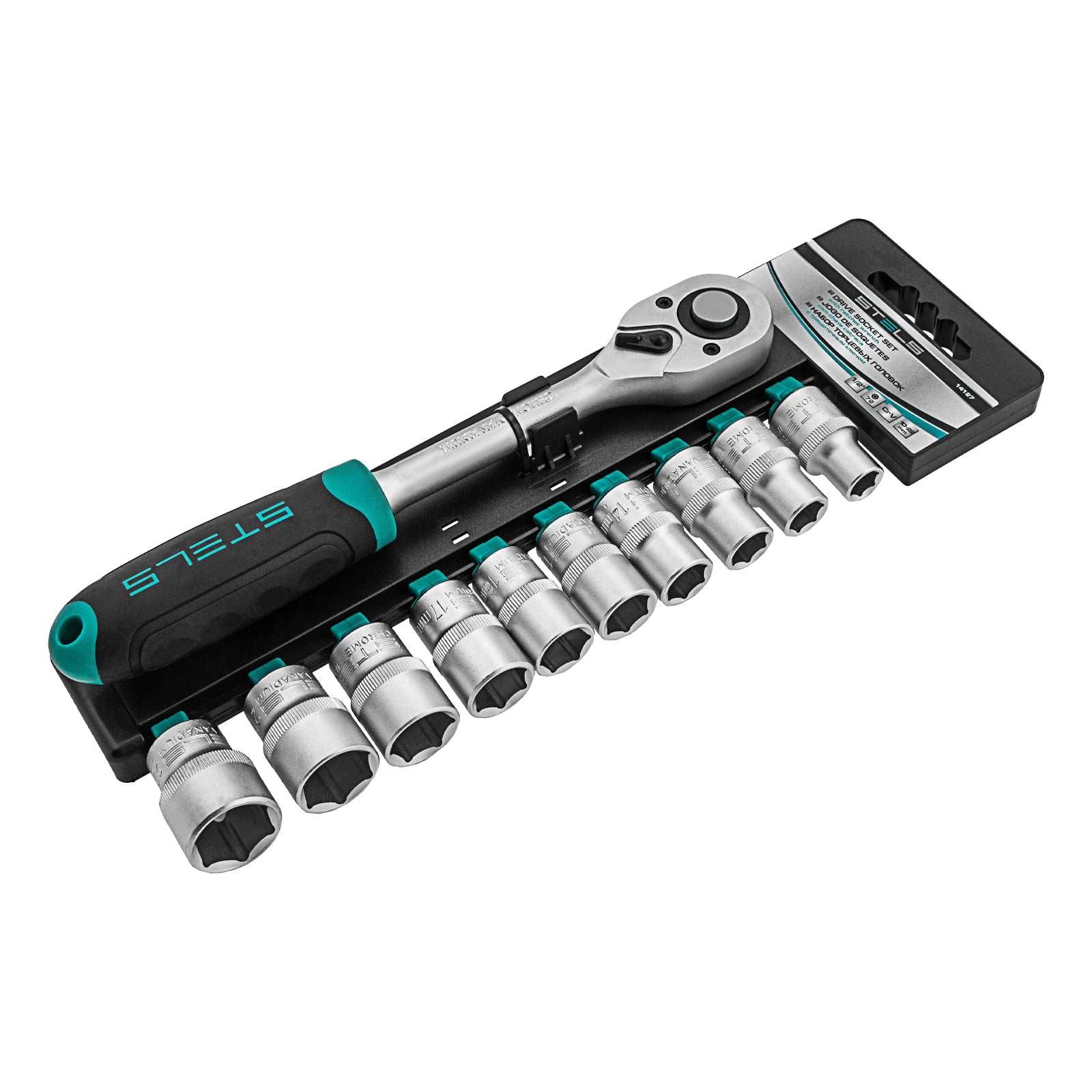 К-т вложки,  1/2", 10 - 22 мм, с тресчотка, CrV, 11 части  STELS