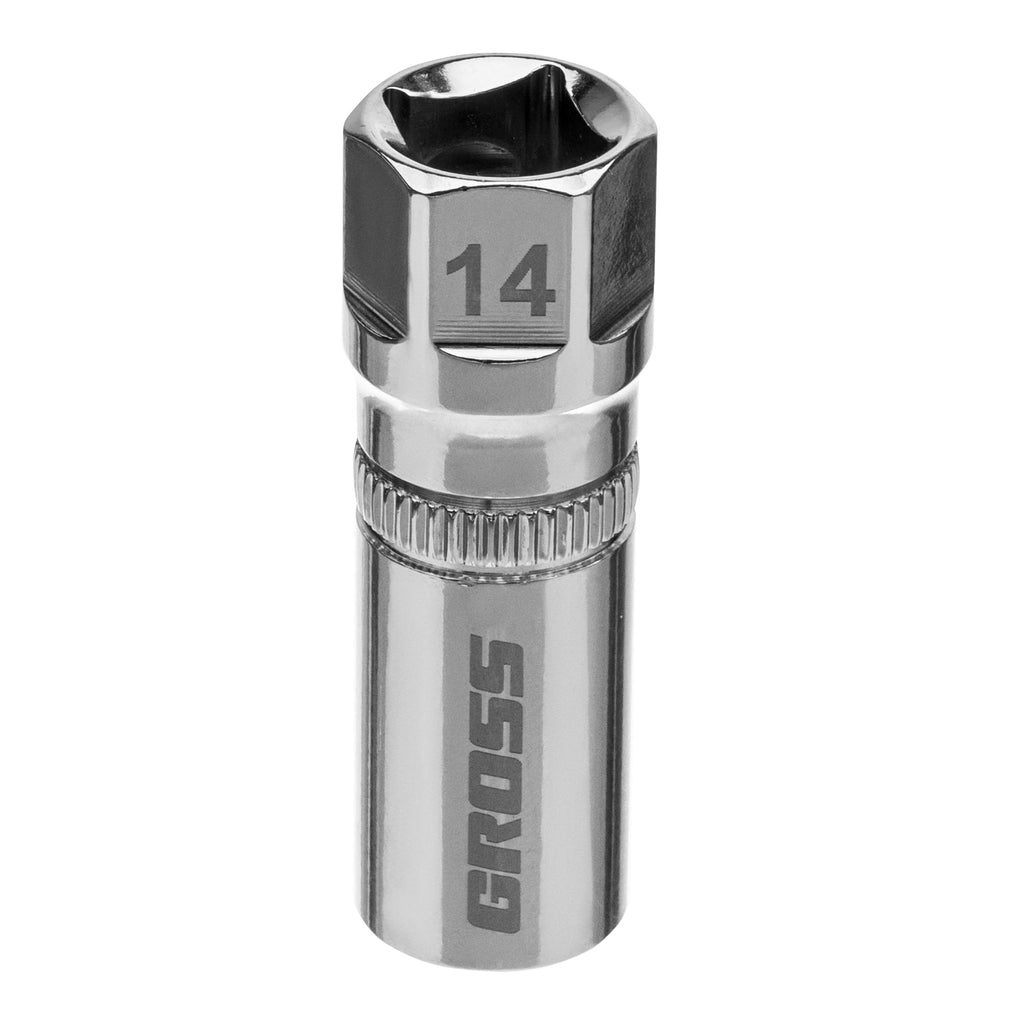 Вложка за автомобилни свещи, магнитна, 1/2", 14 mm, 12-стенна GROSS