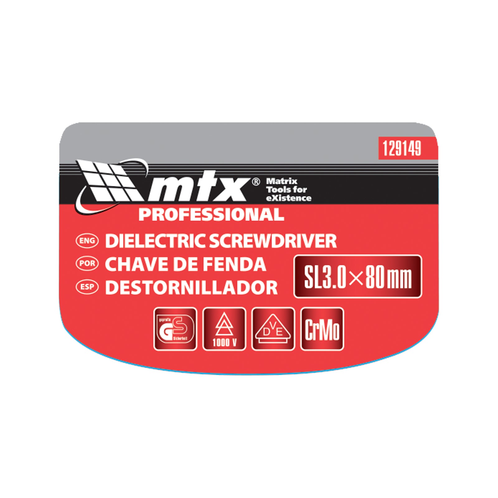 Отвертка Insulated, SL3,0 х 80 мм, CrMo, до 1000 V, двукомпонентна дръжка MTX